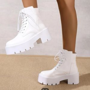 White combat boots